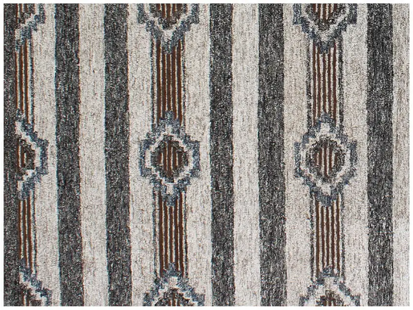 Beige Abstract Geometric Hand Tufted Non Skid Area Rug Photo 4