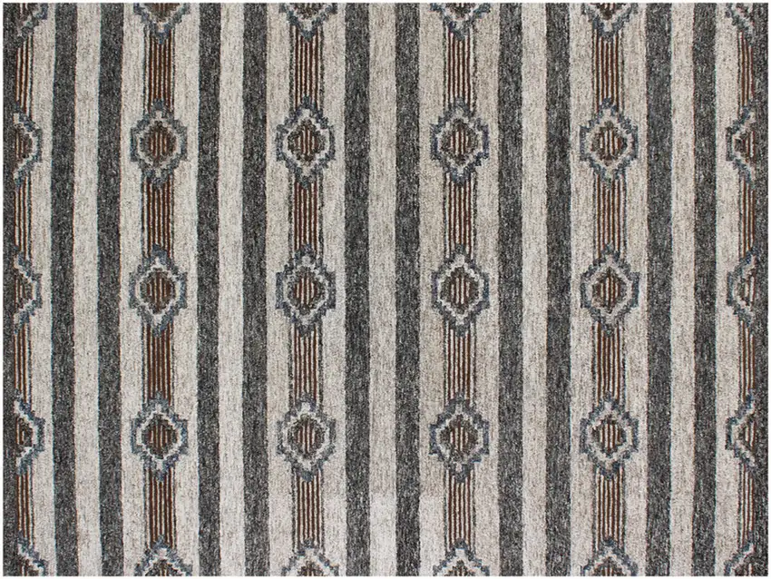 Beige Abstract Geometric Hand Tufted Non Skid Area Rug Photo 5