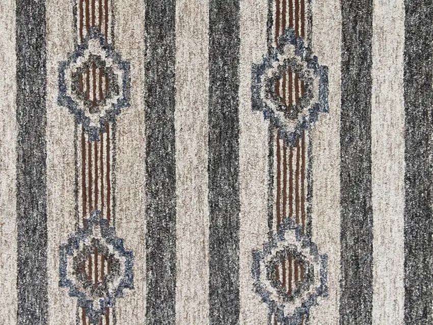 Beige Abstract Geometric Hand Tufted Non Skid Area Rug Photo 8