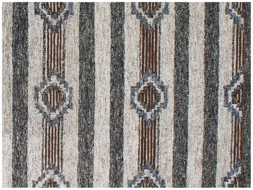 Beige Abstract Geometric Hand Tufted Non Skid Area Rug Photo 2