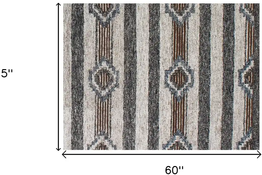 Beige Abstract Geometric Hand Tufted Non Skid Area Rug Photo 3