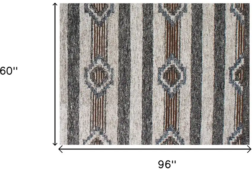 Beige Abstract Geometric Hand Tufted Non Skid Area Rug Photo 7