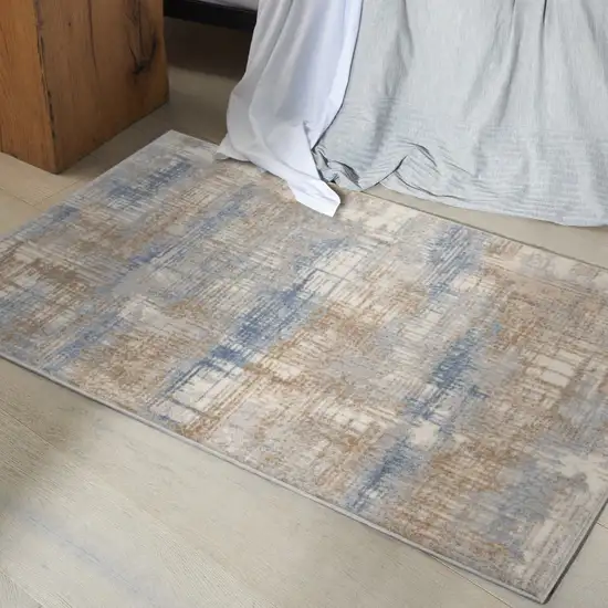 Beige Abstract Power Loom Area Rug Photo 5