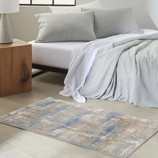 Beige Abstract Power Loom Area Rug Photo 7