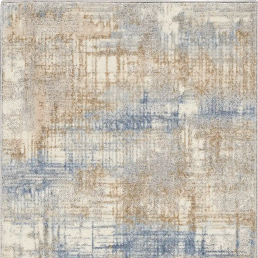 Beige Abstract Power Loom Area Rug Photo 9