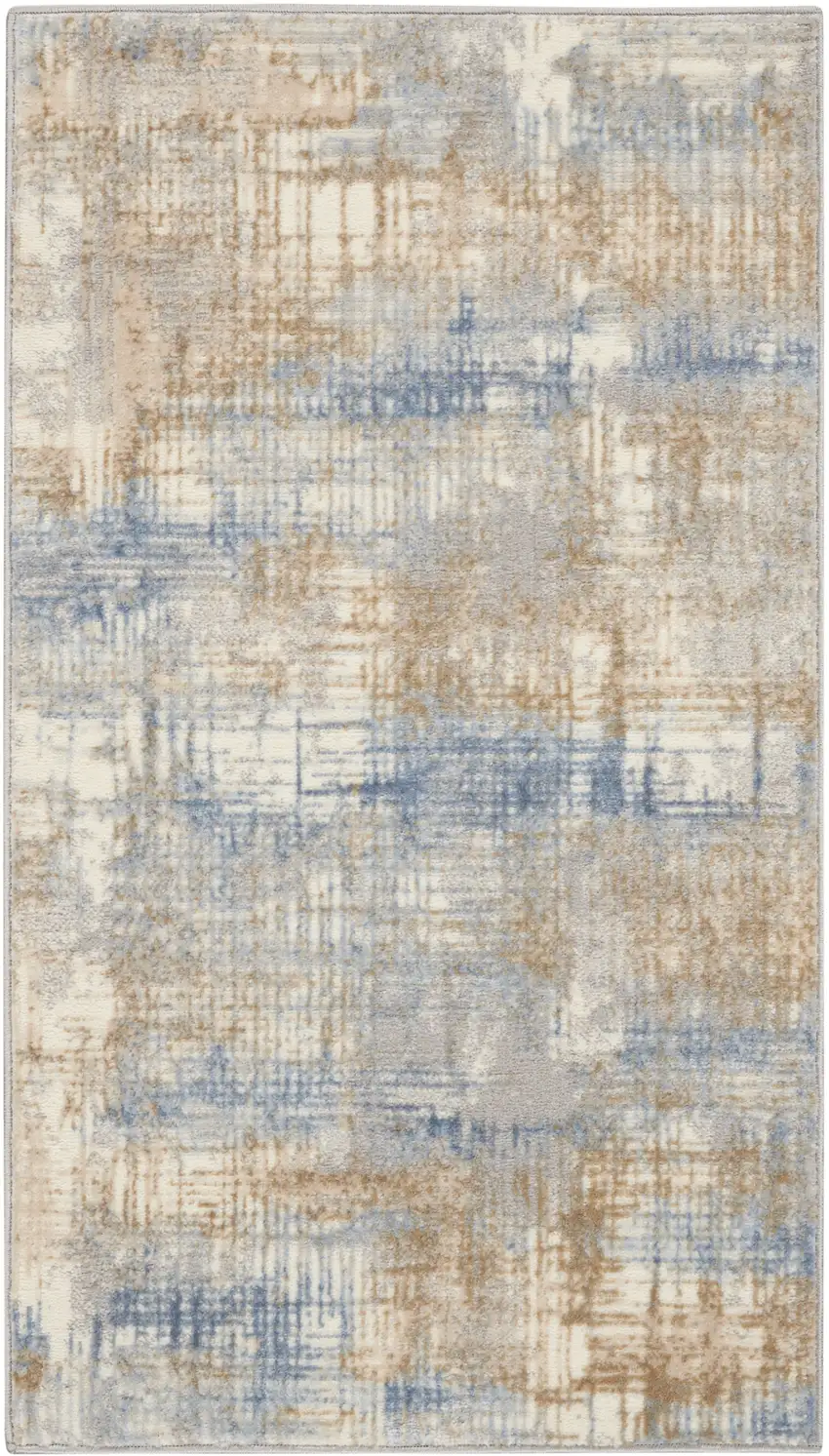 Beige Abstract Power Loom Area Rug Photo 8