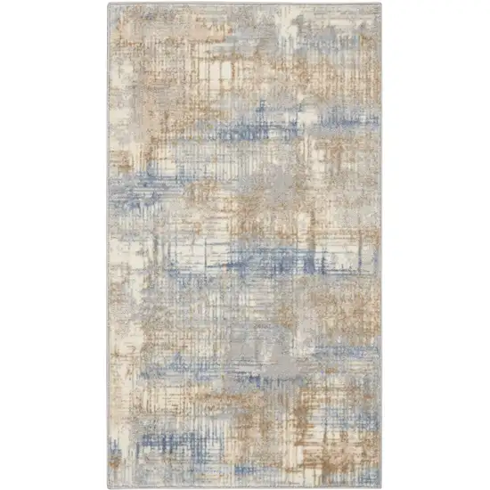 Beige Abstract Power Loom Area Rug Photo 8