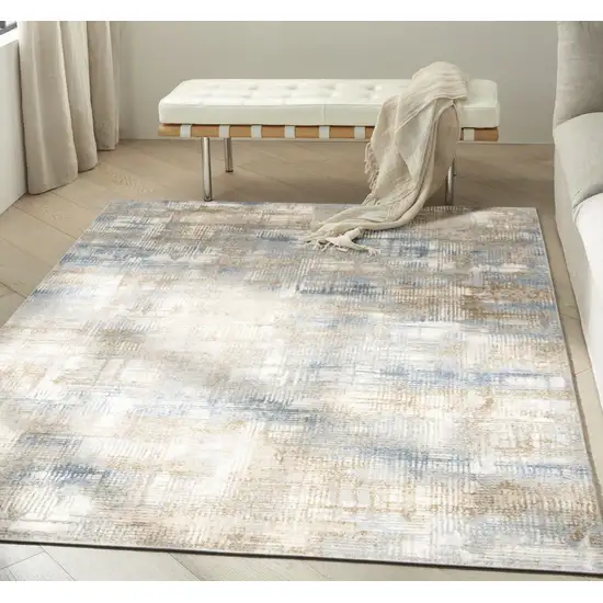 Beige Abstract Power Loom Area Rug Photo 5