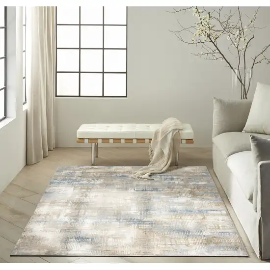 Beige Abstract Power Loom Area Rug Photo 7