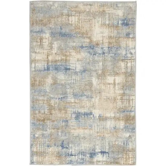 Beige Abstract Power Loom Area Rug Photo 2