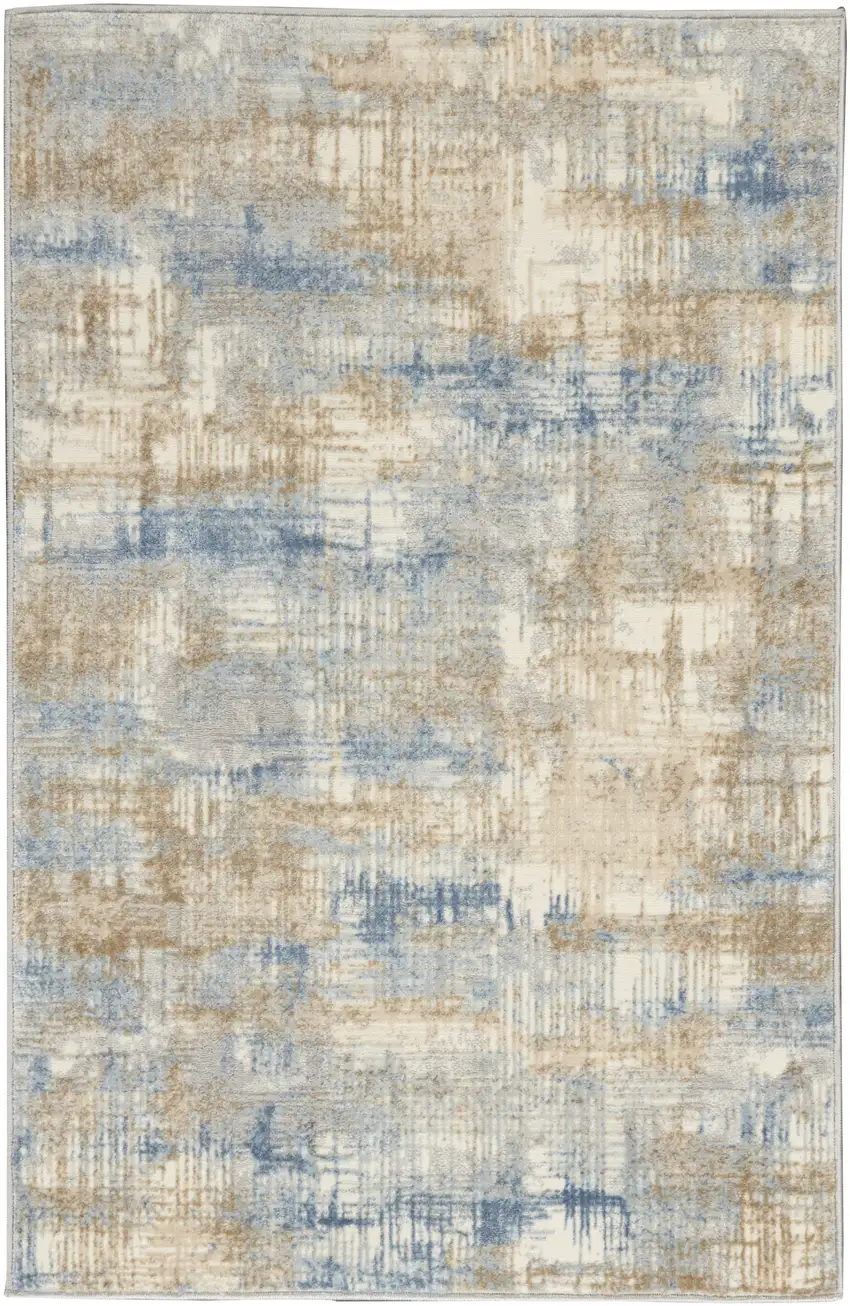 Beige Abstract Power Loom Area Rug Photo 2
