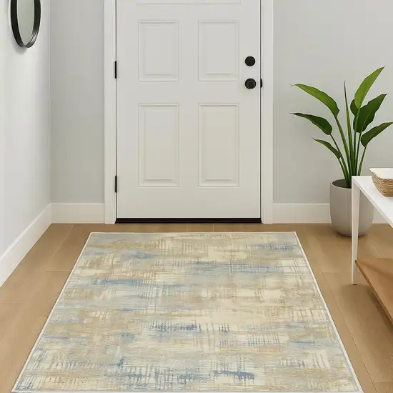 Beige Abstract Power Loom Area Rug Photo 1
