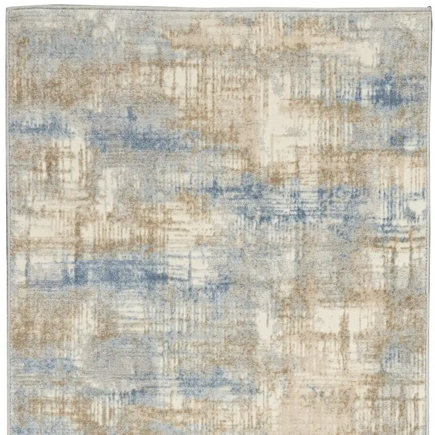 Beige Abstract Power Loom Area Rug Photo 4