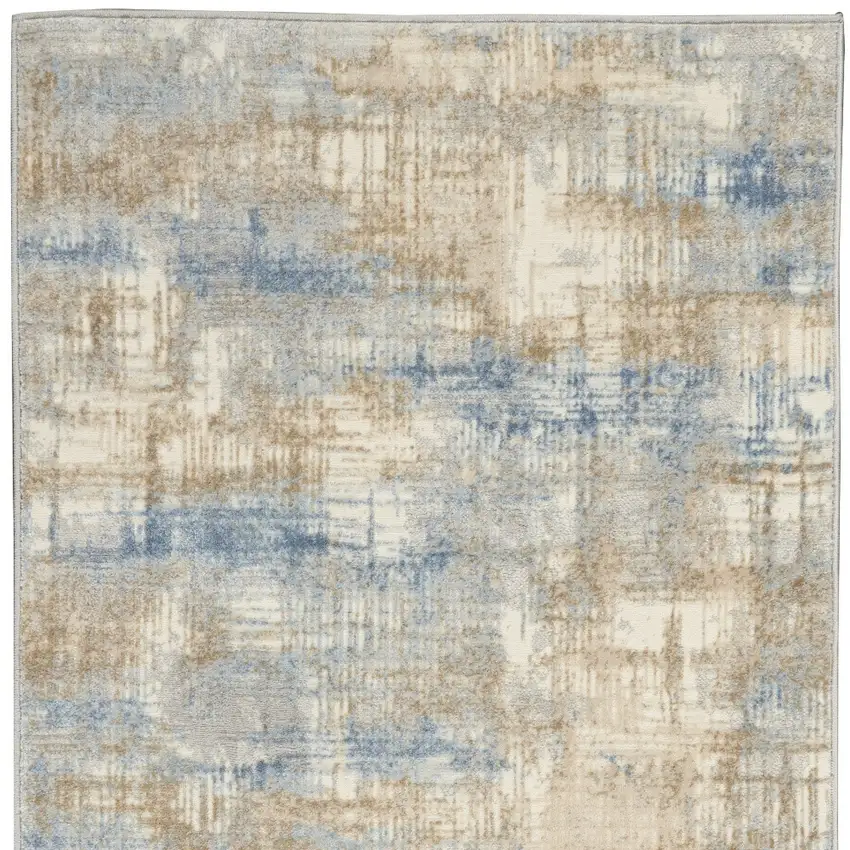 Beige Abstract Power Loom Area Rug Photo 8