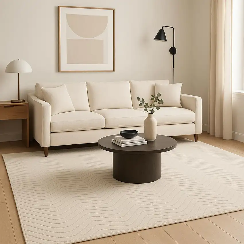 Beige Abstract Power Loom Area Rug Photo 1
