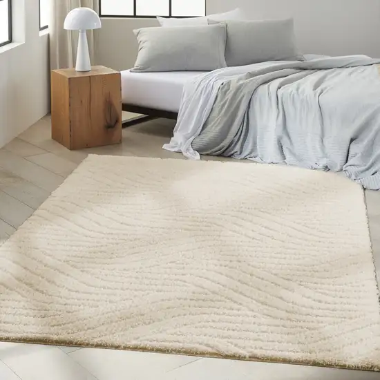 Beige Abstract Power Loom Area Rug Photo 5