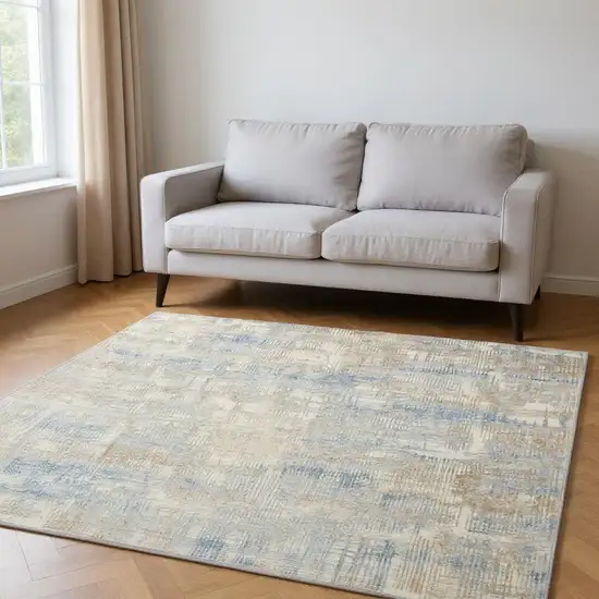 Beige Abstract Power Loom Area Rug Photo 1
