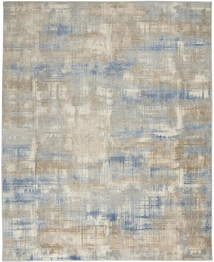 Beige Abstract Power Loom Area Rug Photo 7