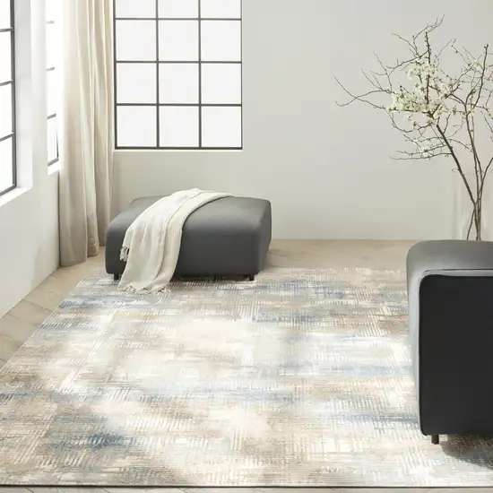 Beige Abstract Power Loom Area Rug Photo 6