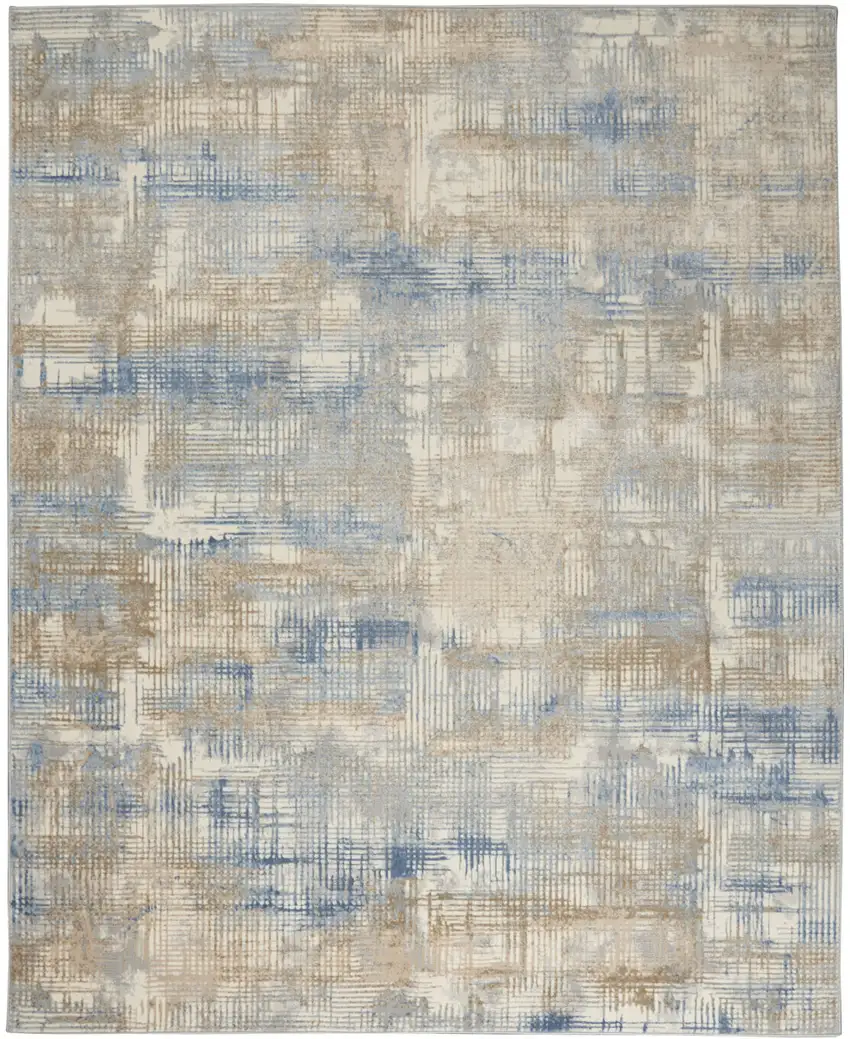 Beige Abstract Power Loom Area Rug Photo 9