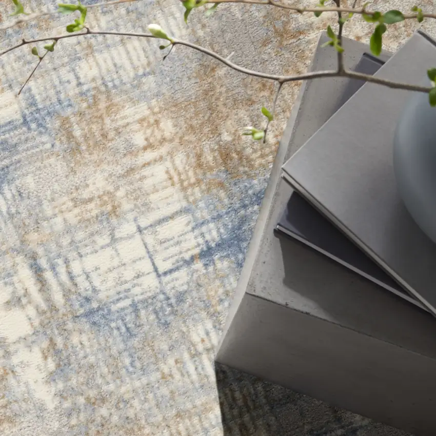 Beige Abstract Power Loom Area Rug Photo 6