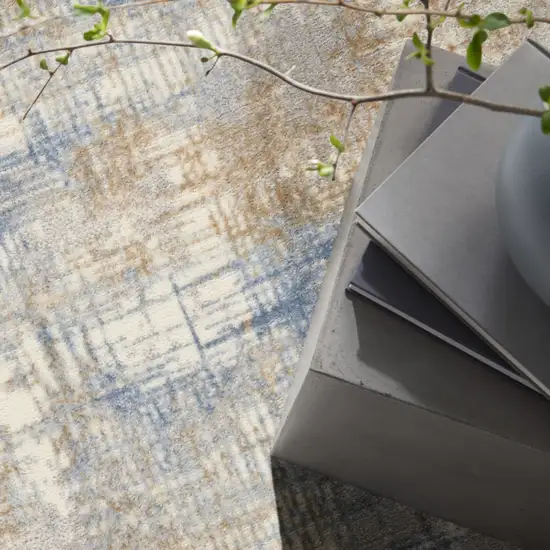 Beige Abstract Power Loom Area Rug Photo 6