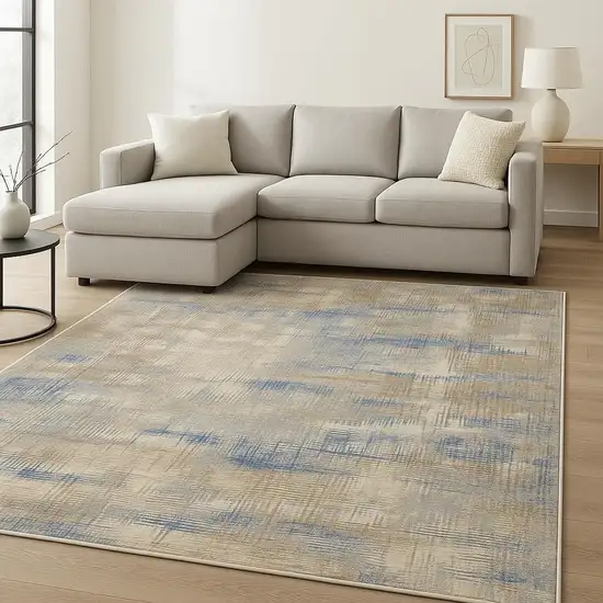 Beige Abstract Power Loom Area Rug Photo 1