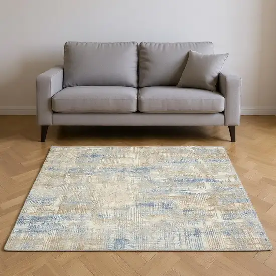 Beige Abstract Power Loom Area Rug Photo 1