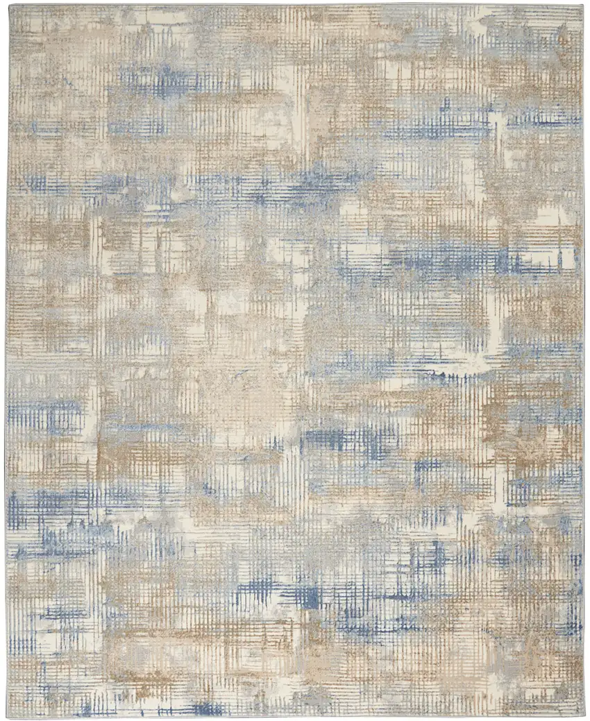 Beige Abstract Power Loom Area Rug Photo 8