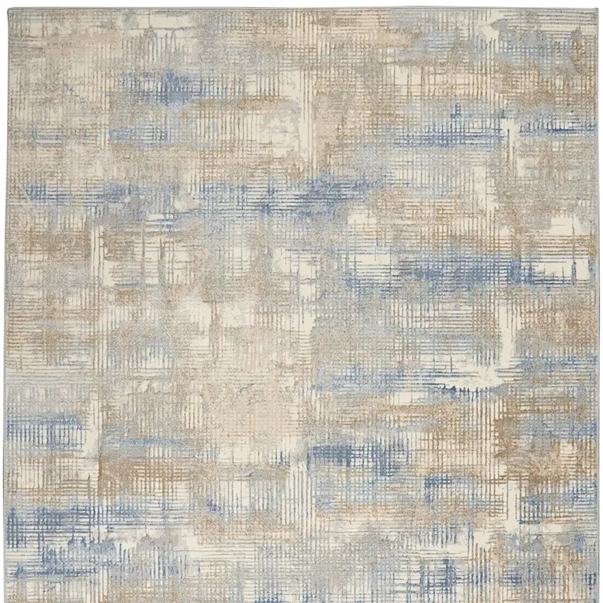 Beige Abstract Power Loom Area Rug Photo 9