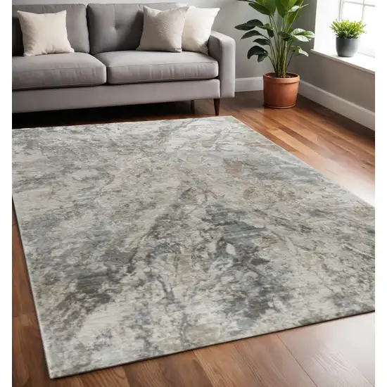 Beige Abstract Power Loom Area Rug Photo 2