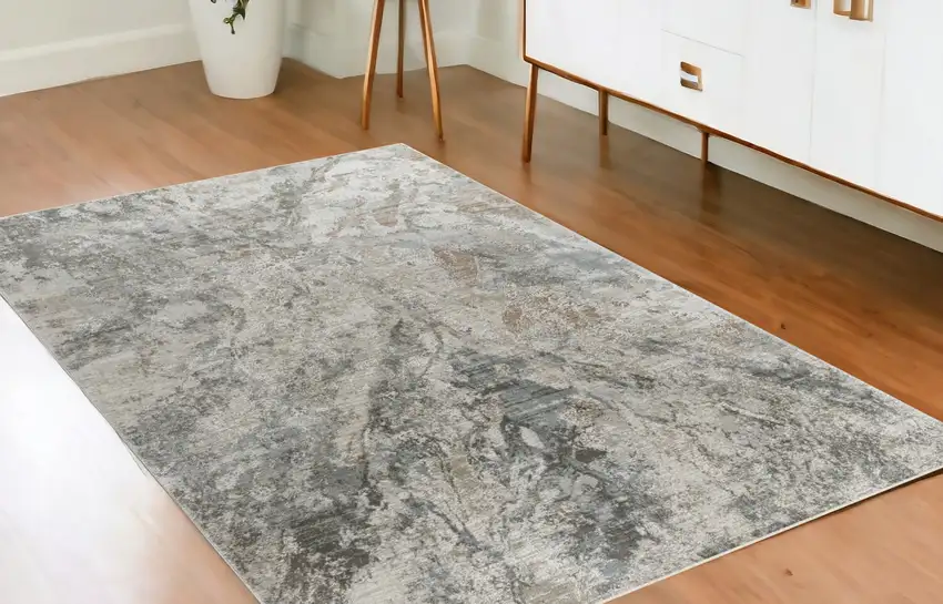 Beige Abstract Power Loom Area Rug Photo 2
