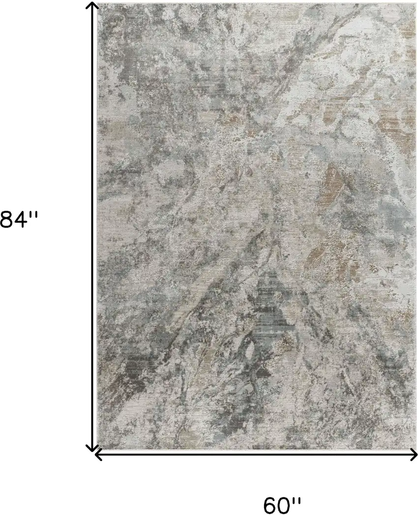 Beige Abstract Power Loom Area Rug Photo 8