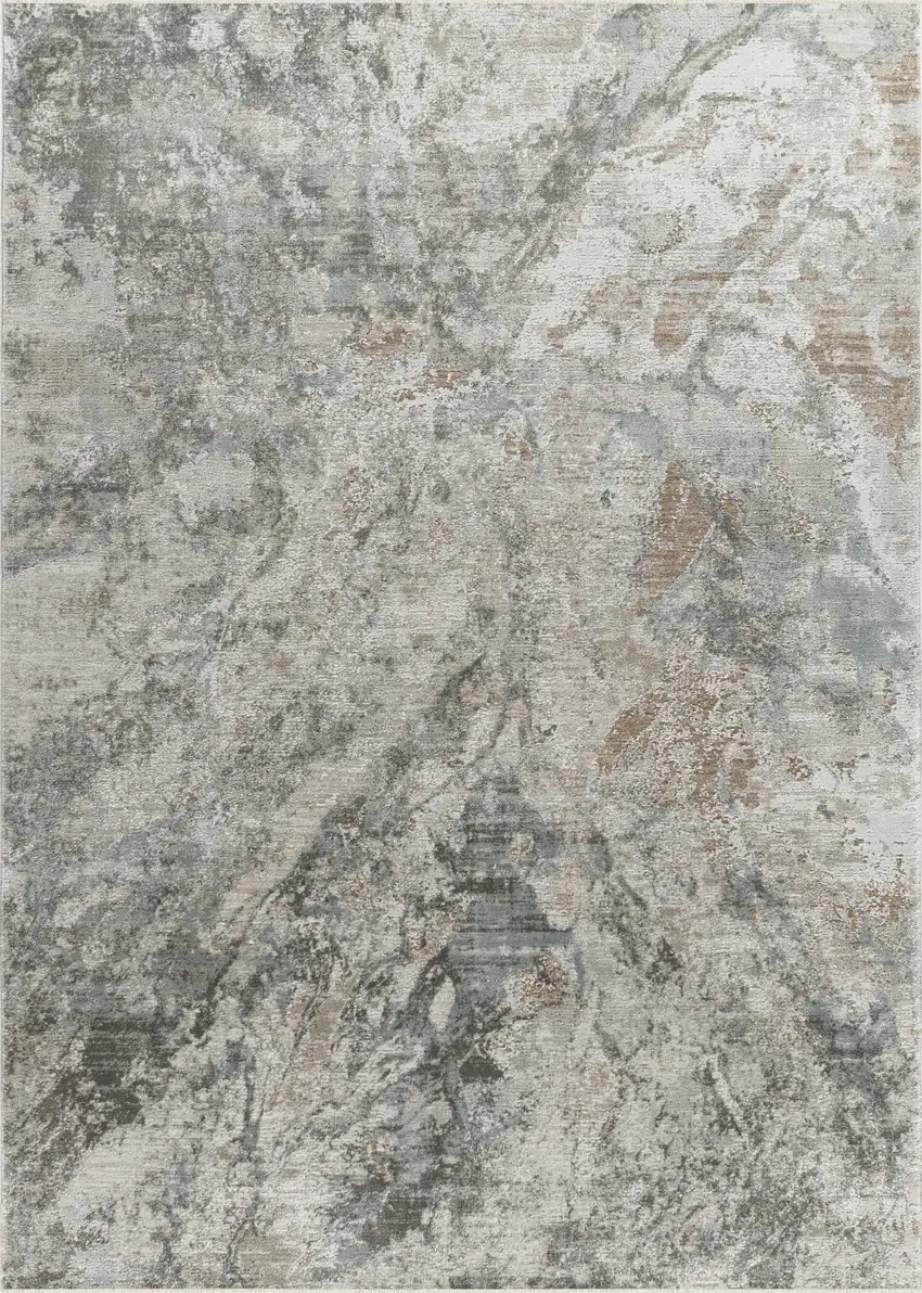 Beige Abstract Power Loom Area Rug Photo 7