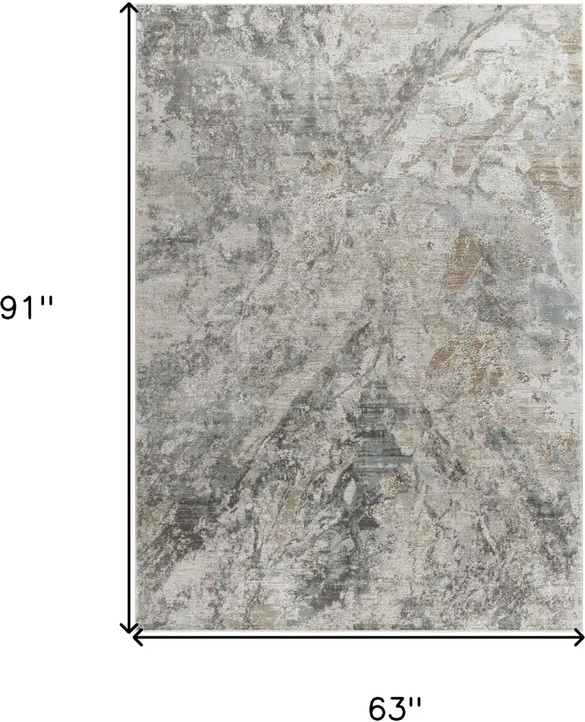 Beige Abstract Power Loom Area Rug Photo 5