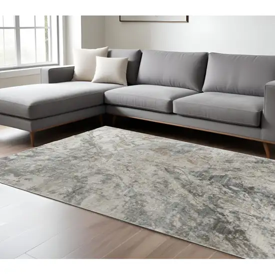 Beige Abstract Power Loom Area Rug Photo 1