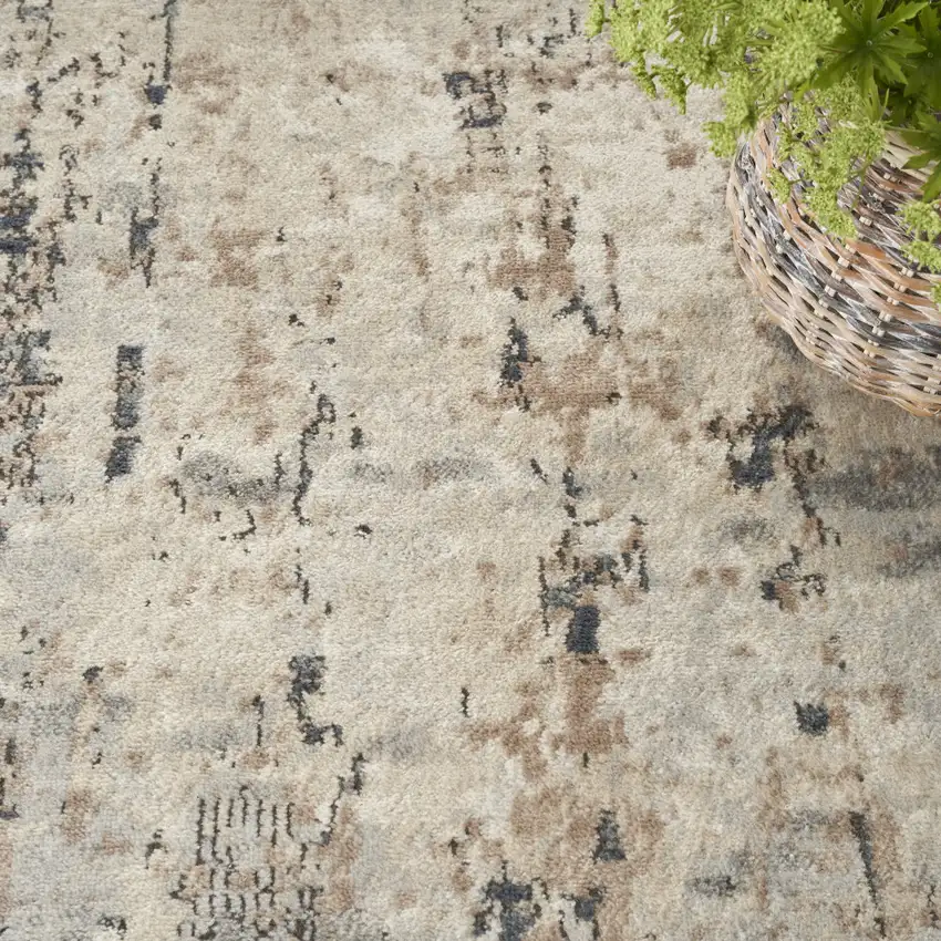 Beige Abstract Power Loom Area Rug Photo 9