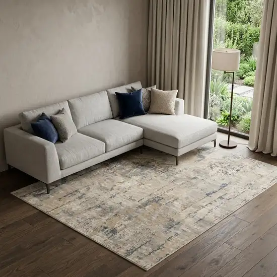 Beige Abstract Power Loom Area Rug Photo 1