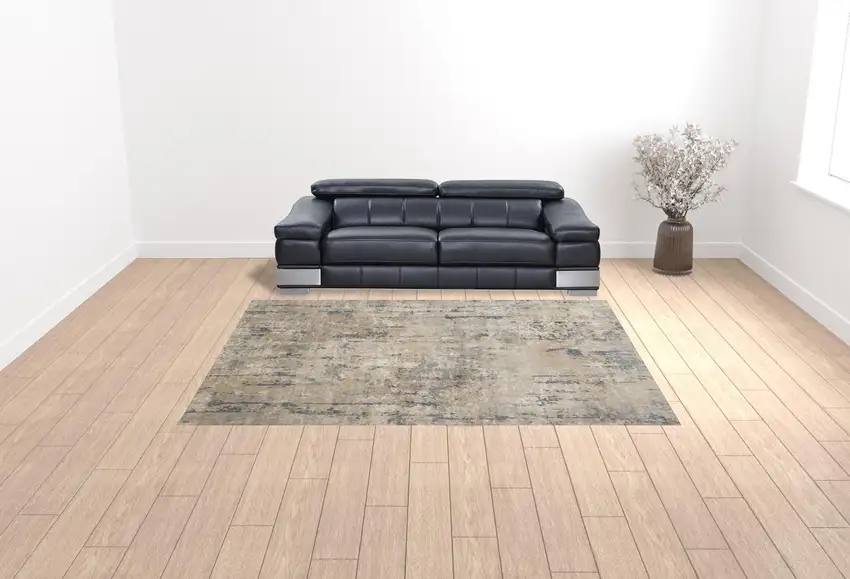 Beige Abstract Power Loom Area Rug Photo 2