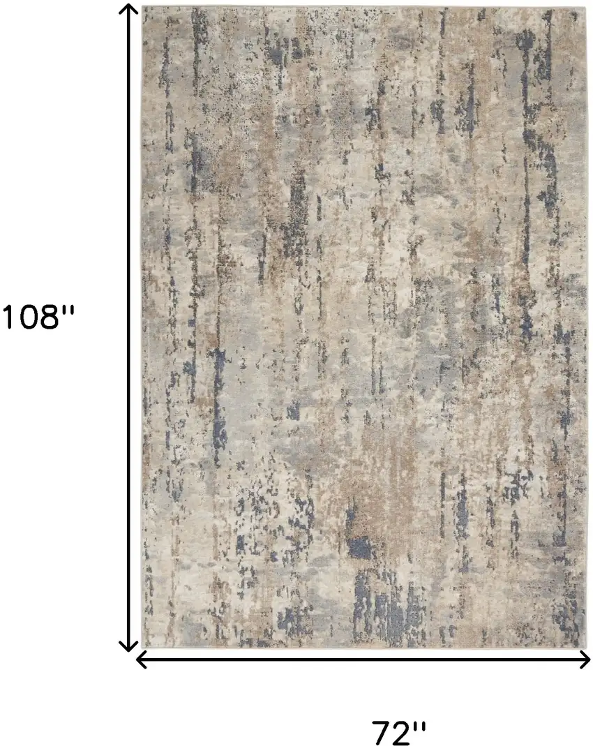 Beige Abstract Power Loom Area Rug Photo 7