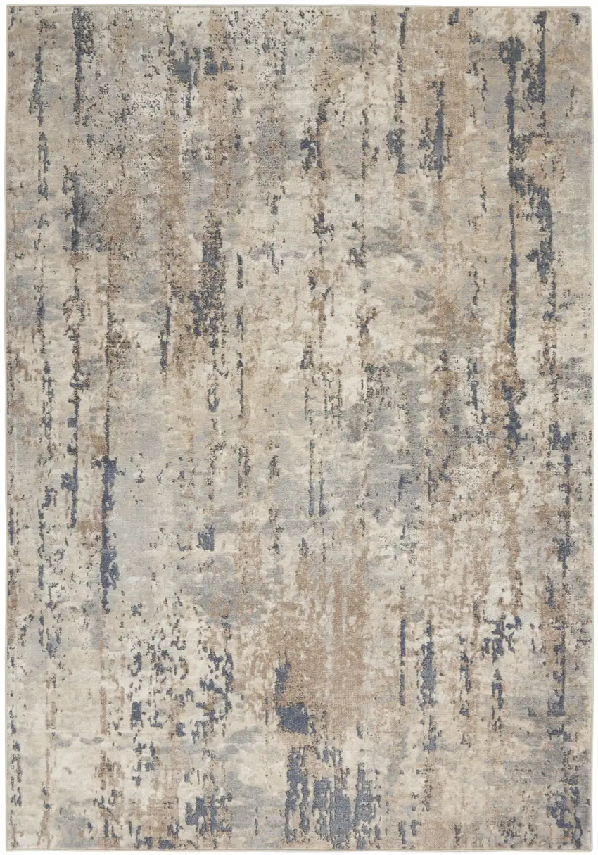 Beige Abstract Power Loom Area Rug Photo 2