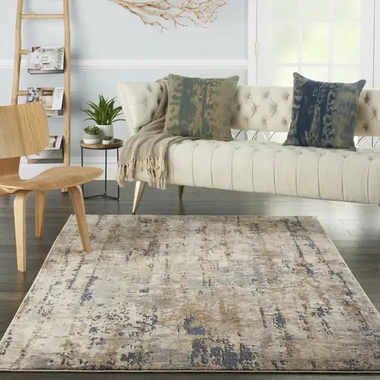Beige Abstract Power Loom Area Rug Photo 5