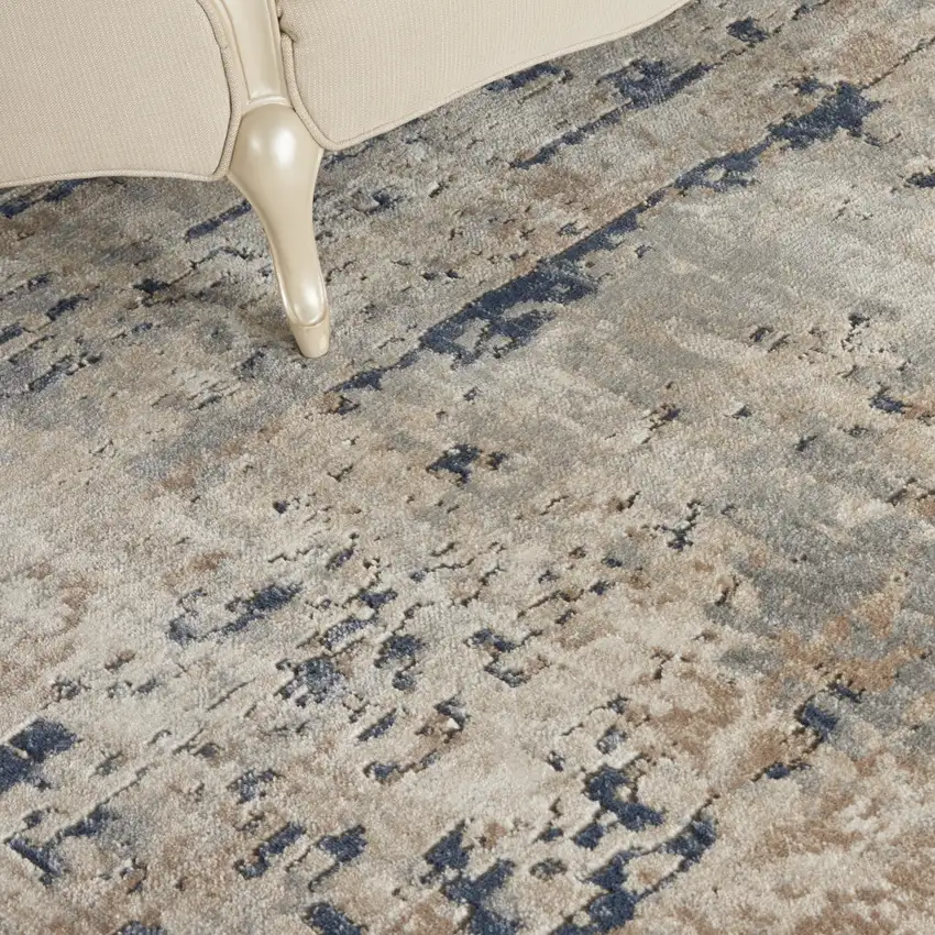 Beige Abstract Power Loom Area Rug Photo 9