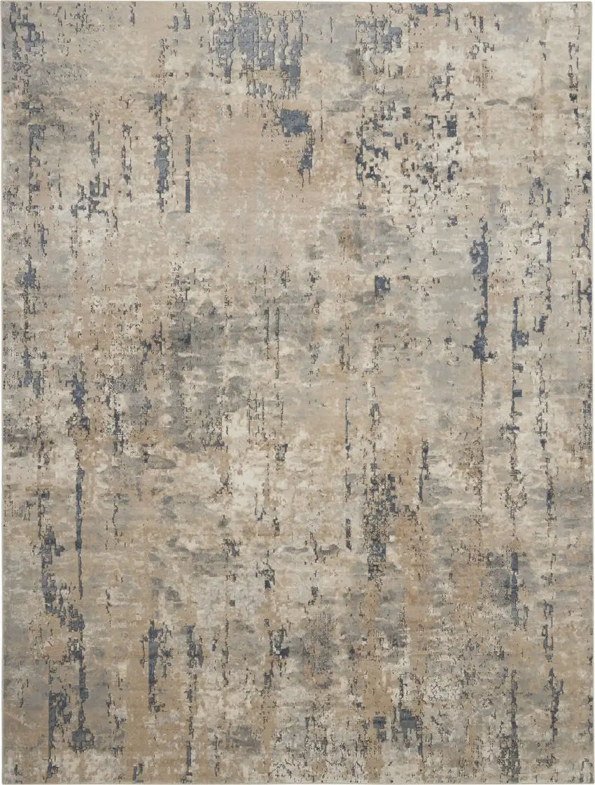 Beige Abstract Power Loom Area Rug Photo 1