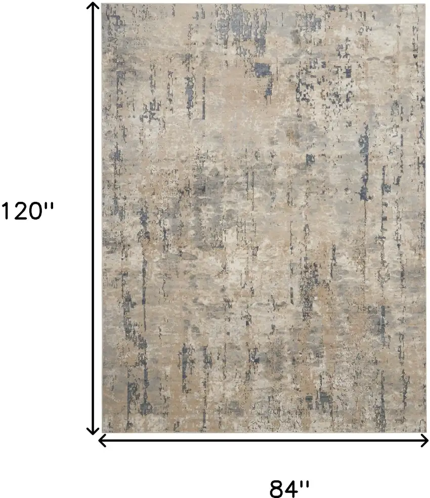 Beige Abstract Power Loom Area Rug Photo 7