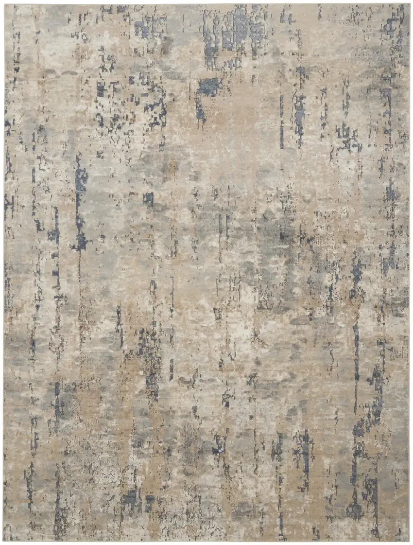 Beige Abstract Power Loom Area Rug Photo 7