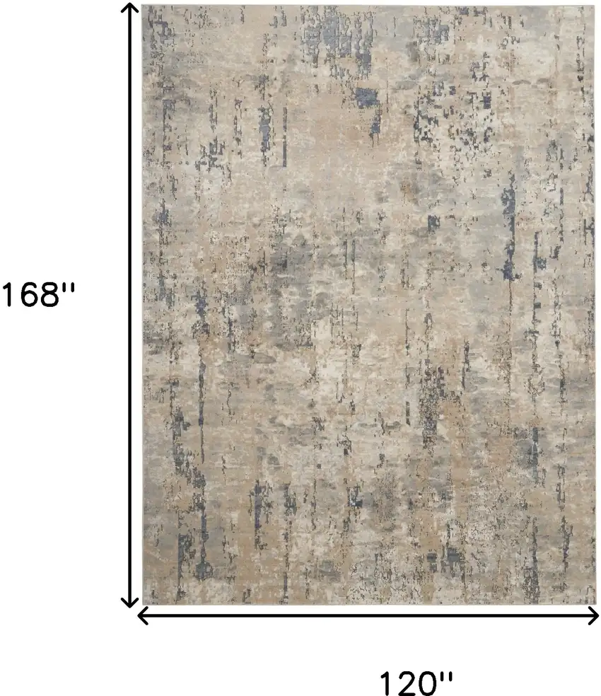 Beige Abstract Power Loom Area Rug Photo 7