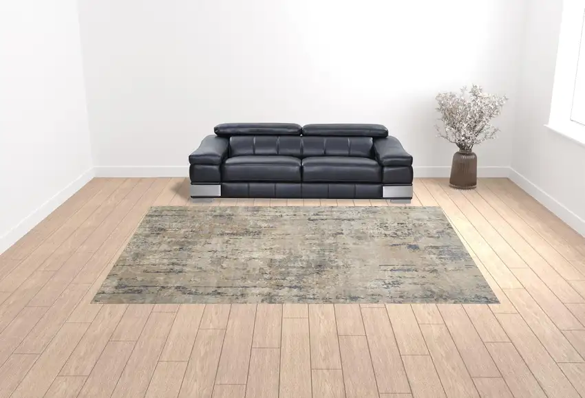 Beige Abstract Power Loom Area Rug Photo 2