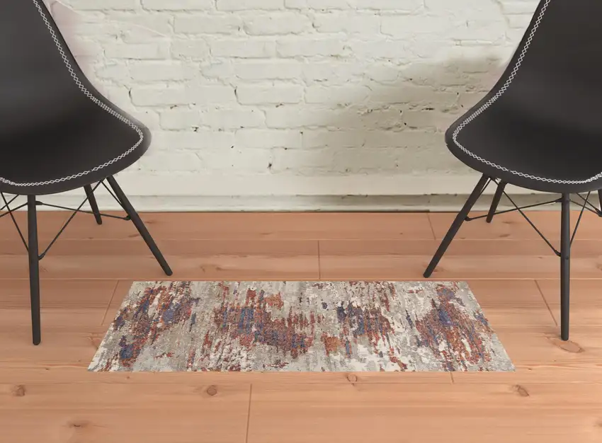 Beige Abstract Power Loom Area Rug Photo 2