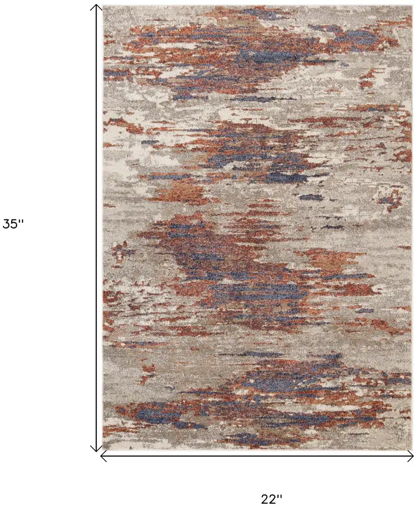 Beige Abstract Power Loom Area Rug Photo 6